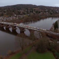 Aerial views of the eighteenth-century Smeaton’s Bridge.