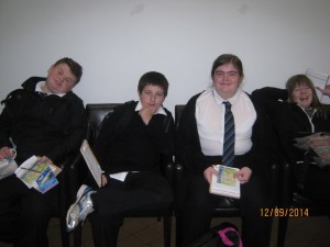 Here is Chloe, Che, Lauren and Jamie at the library.